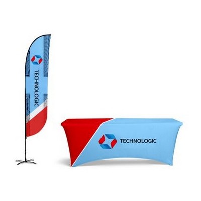Basic Indoor Kit w Dye Sublimation 9' Double-sided Feather Flag & 6' Table Cover